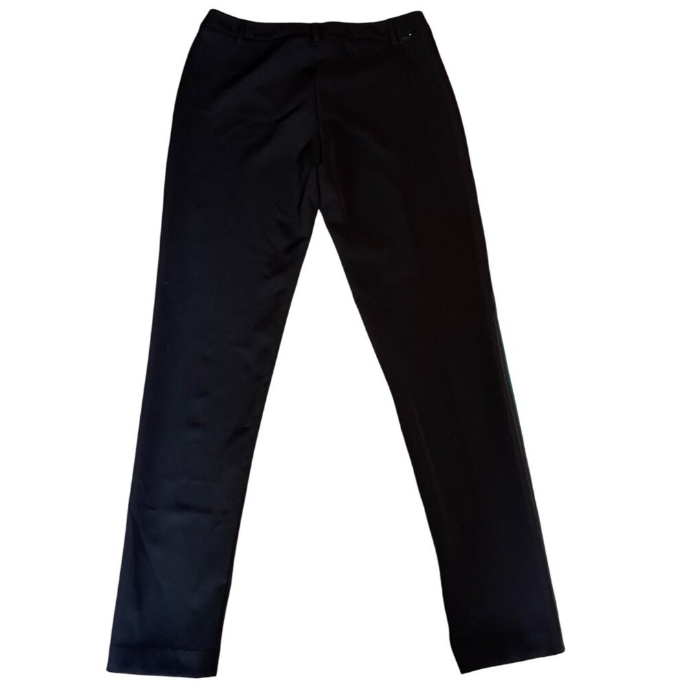 Blugirl Black Straight Leg Trousers With Teal-Blue Satin Stripe Size 6 New - Picture 11 of 14